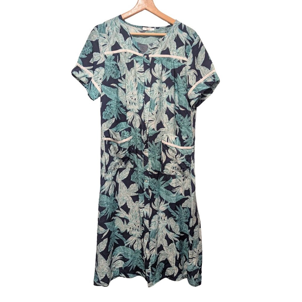 Ekouaer Womens Dress Small Floral Snap Front Midi House Dress Lounge Sleepwear
